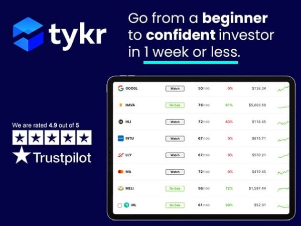 Sales Coupons Deals - Stock Investing for Beginners + FREE Access to Tykr Software: Lifetime Subscription for $990